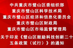 璧山區鼓勵科技創新二十五條政策（試行）