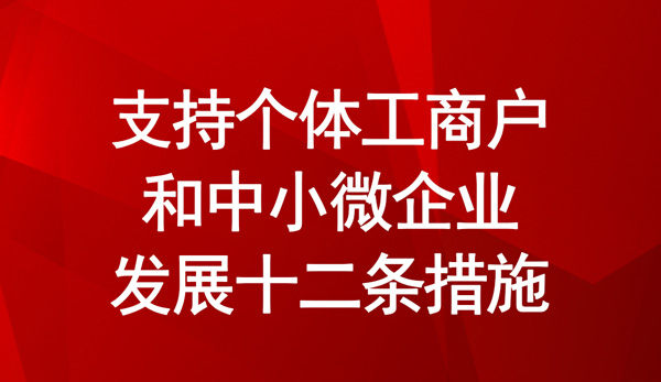 支持個體工商戶和中小微企業發展十二條措施