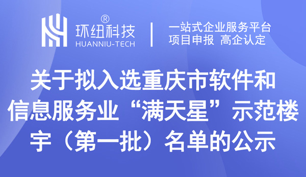 公示擬入選重慶市軟件和信息服務業“滿天星”示范樓宇（第一批）名單