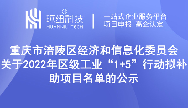 涪陵區工業發展“1+5”行動專項資金補助