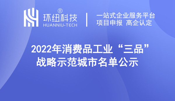 2022年消費品工業“三品”戰略示范城市名單公示