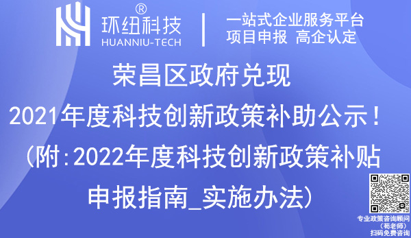 榮昌區2021年科技創新政策補助名單