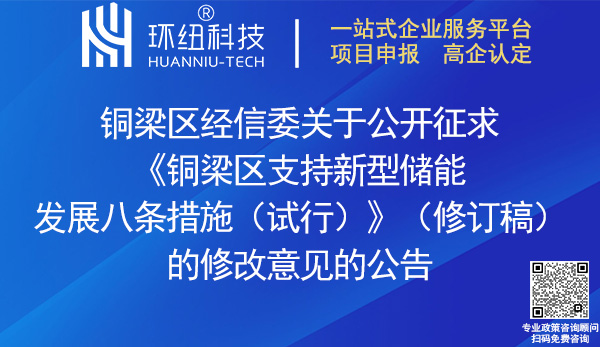 銅梁區支持新型儲能發展八條措施(試行)