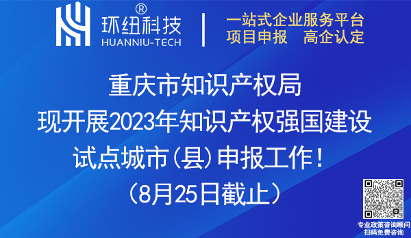 2023年知識產權強國建設試點城市縣申報