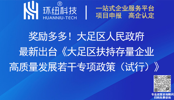 大足區扶持存量企業高質量發展若干專項政策(試行)