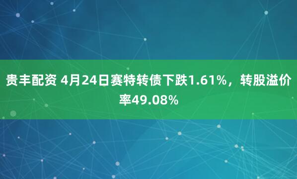 贵丰配资 4月24日赛特转债下跌1.61%，转股溢价率49.08%